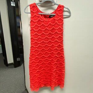 Guess Scalloped Laced Fringe Red Dress Size 12